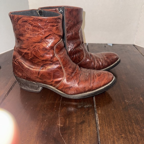 Durango TR 824 Side Zip Western Dress Ankle Boots Mens 10EE Brown Leather - Picture 4 of 8